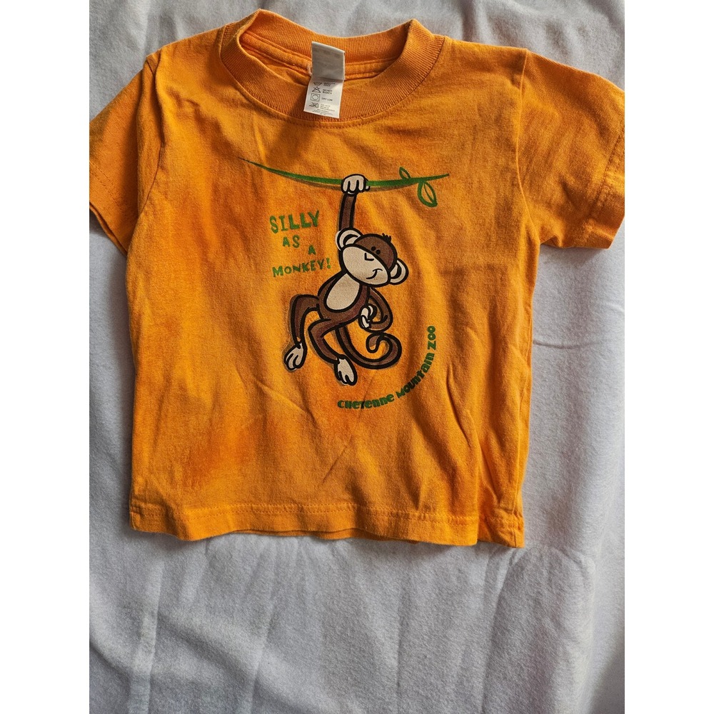 Cheyenne Mountain Zoo Kids Orange Monkey Graphic T-Shirt 4T Cotton